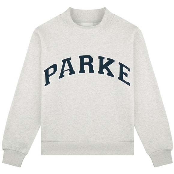 Parke Women's Gray Mockneck Sweatshirt with Navy Accents - Picture 3 of 5
